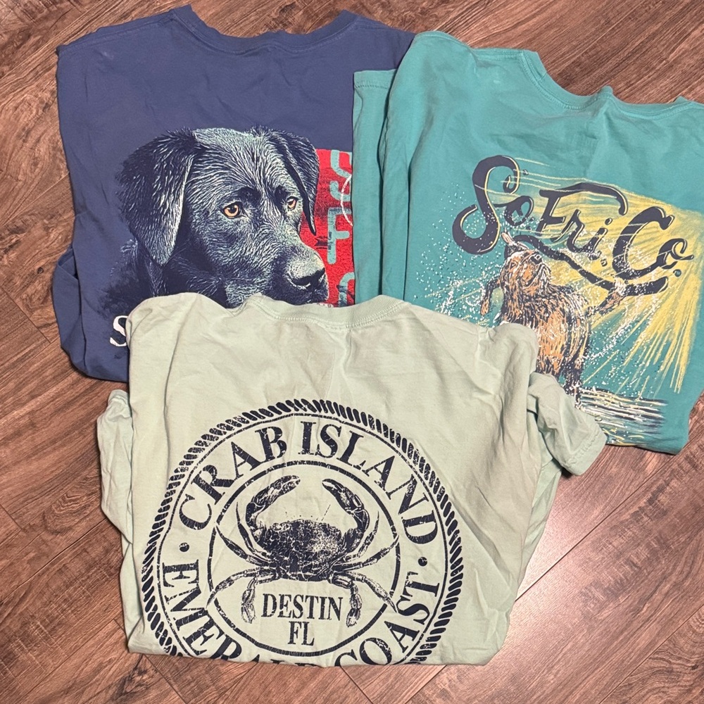 Size large 2 Southern Fried Cotton Graphic T-Shirts and Destin size large shirt
